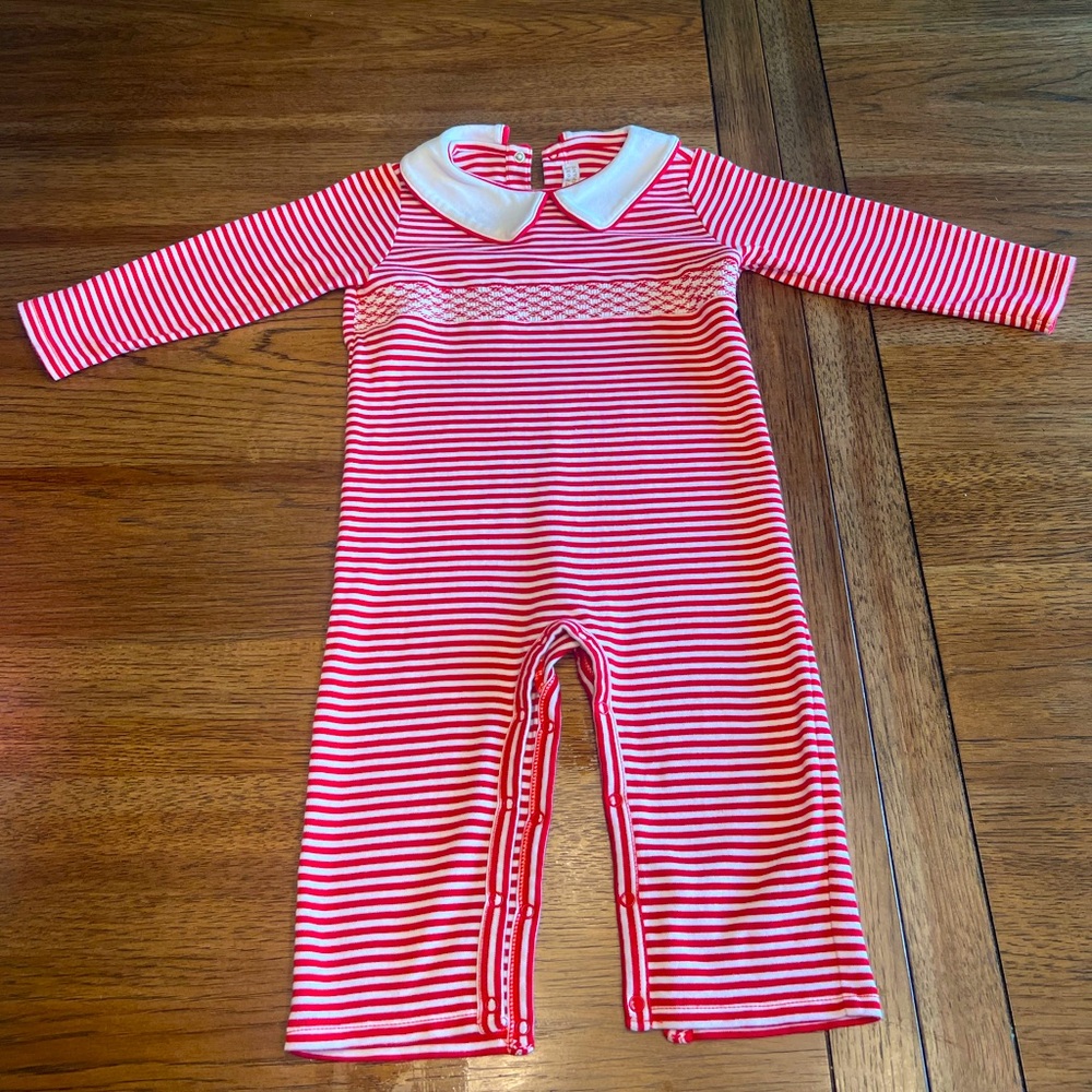 TBBC 18-24 month Christmas Smocked One Piece Little Boys Outfit